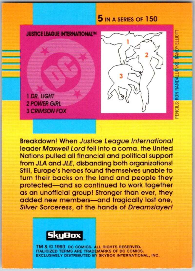 1993 SkyBox DC Comics #5 Justice League International - Light, Girl, Fo V36838