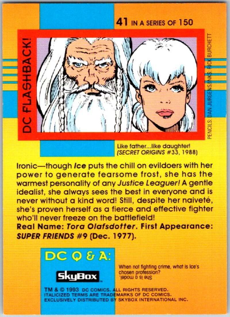 1993 SkyBox DC Comics #41 Justice League America - Ice V36869
