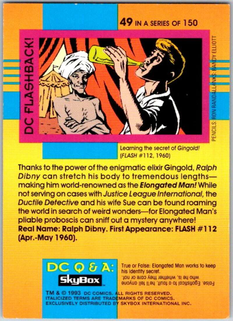 1993 SkyBox DC Comics #49 Justice League International - Elongated Man V36877
