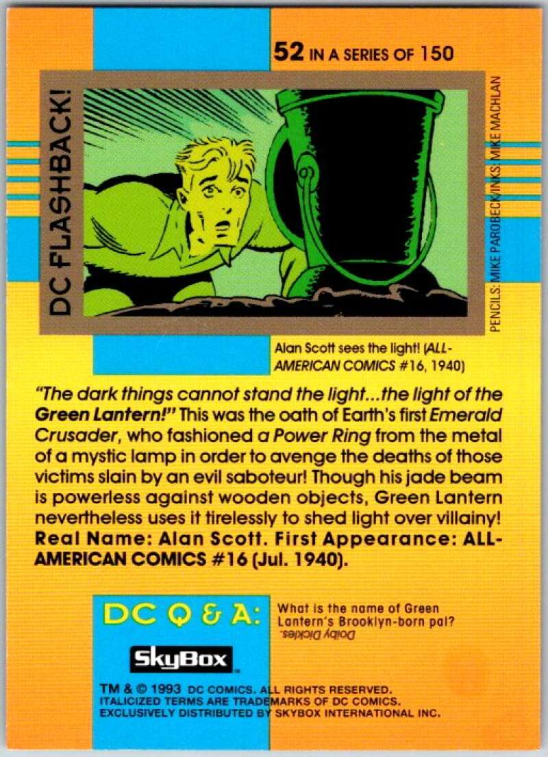 1993 SkyBox DC Comics #52 Justice Society of America - Green Lantern V36880