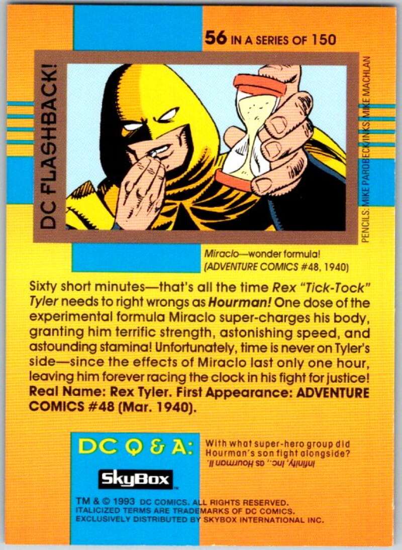 1993 SkyBox DC Comics #56 Justice Society of America - Hourman V36884
