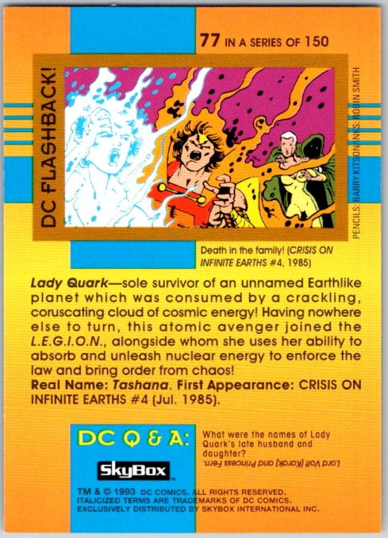 1993 SkyBox DC Comics #77 L.E.G.I.O.N. - Lady Quark V36902