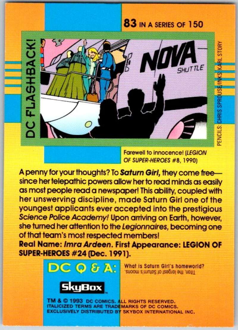 1993 SkyBox DC Comics #83 Legionnaires - Saturn Girl V36904