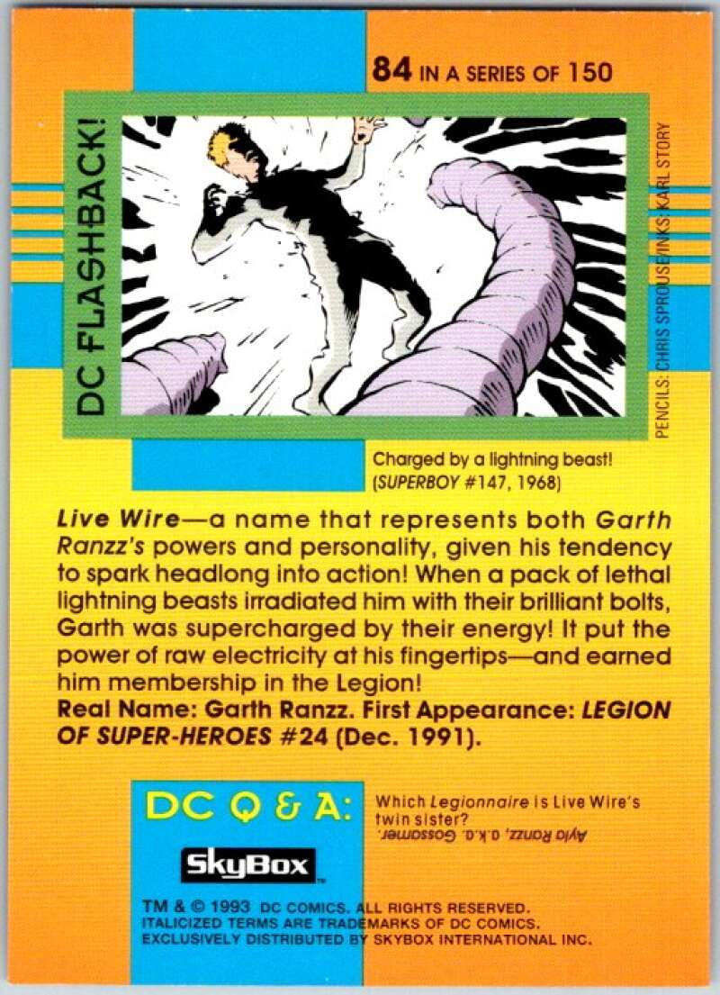 1993 SkyBox DC Comics #84 Legionnaires - Live Wire V36905