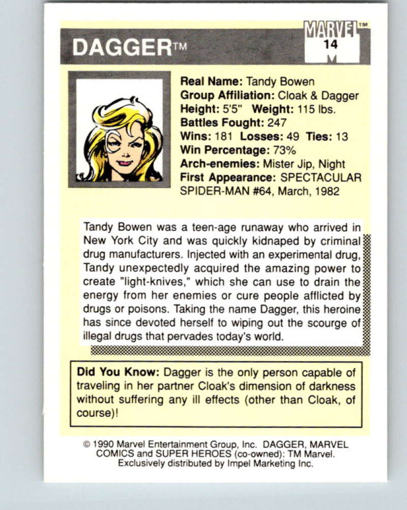 1990 Impel Marvel Universe #14 Dagger V36310
