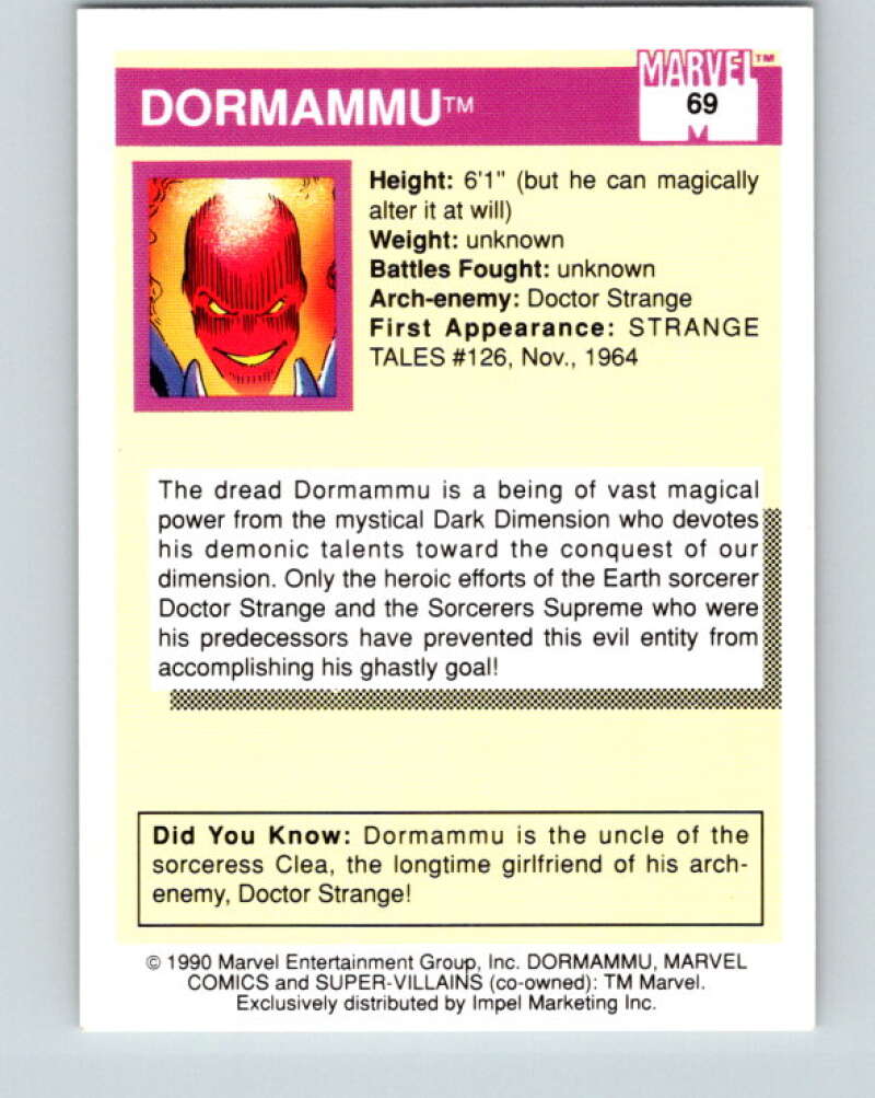 1990 Impel Marvel Universe #69 Dormammu V36352