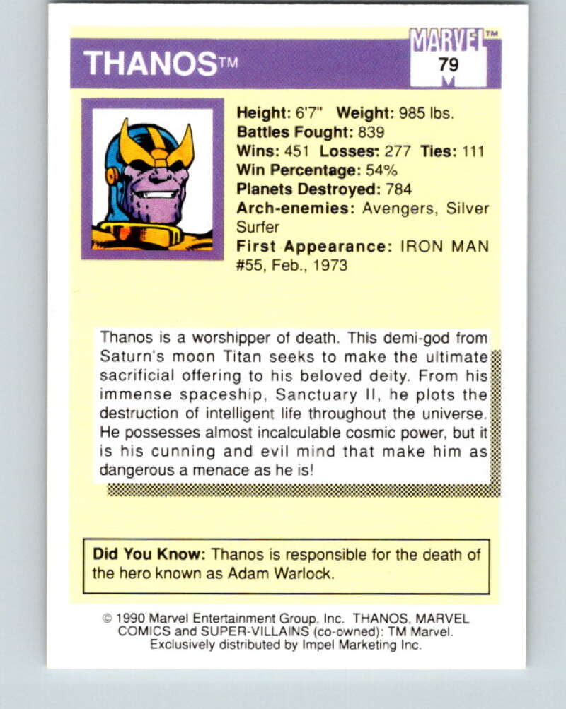 1990 Impel Marvel Universe #79 Thanos V36357