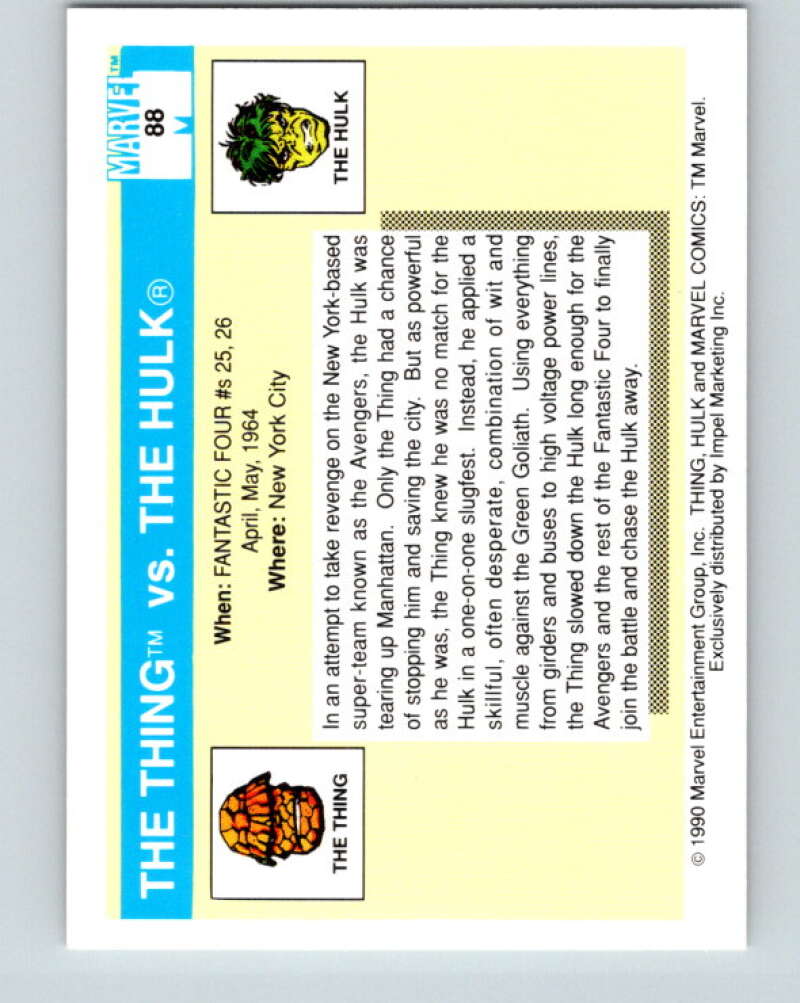 1990 Impel Marvel Universe #88 Thing vs. Hulk V36368