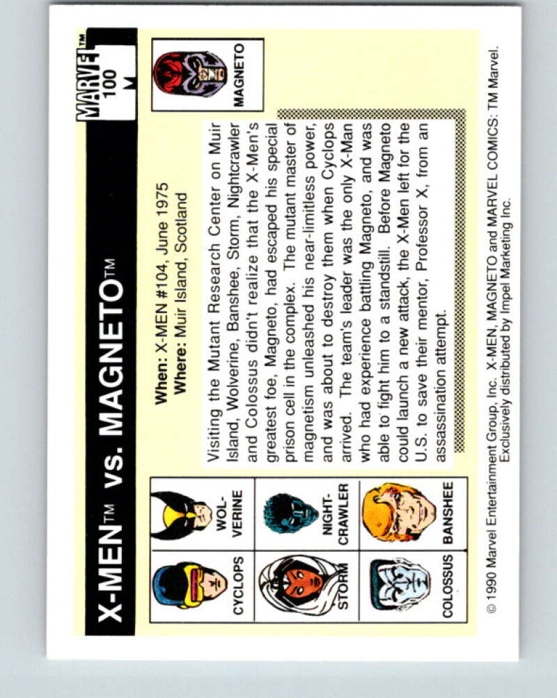 1990 Impel Marvel Universe #100 X-Men vs. Magneto V36379