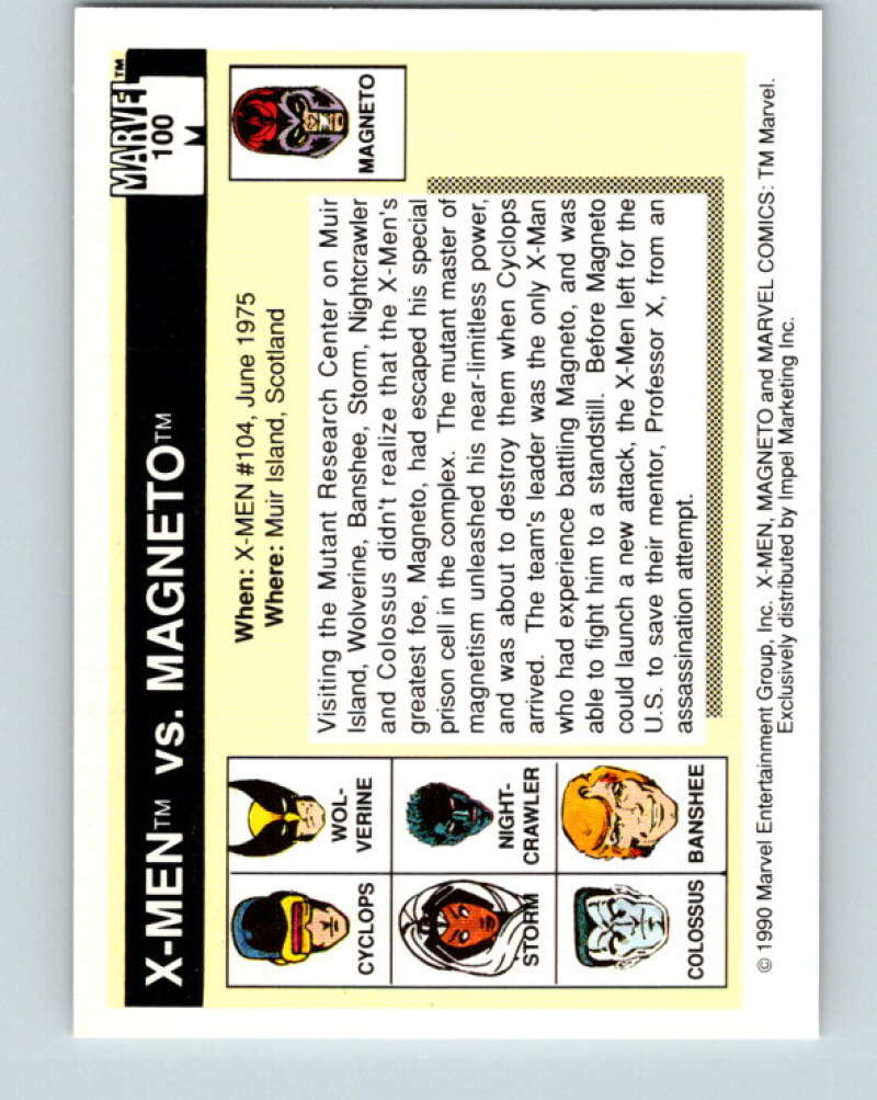 1990 Impel Marvel Universe #100 X-Men vs. Magneto V36380
