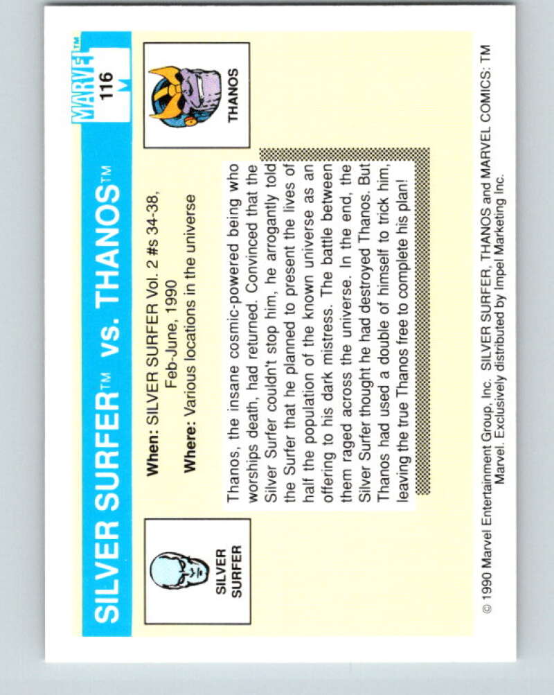 1990 Impel Marvel Universe #116 Surfer vs. Thanos V36394