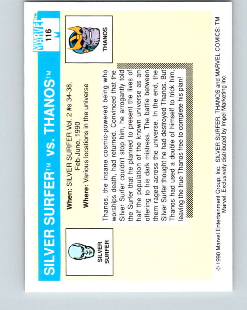 1990 Impel Marvel Universe #116 Surfer vs. Thanos V36395