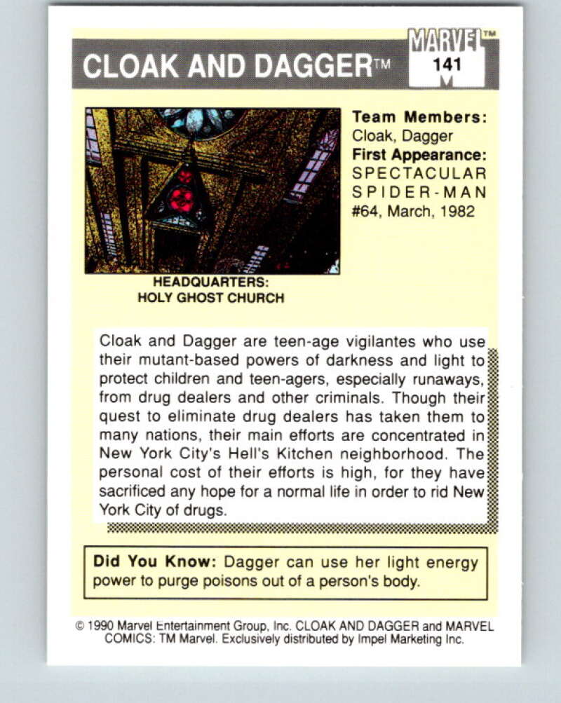 1990 Impel Marvel Universe #141 Cloak and Dagger V25963