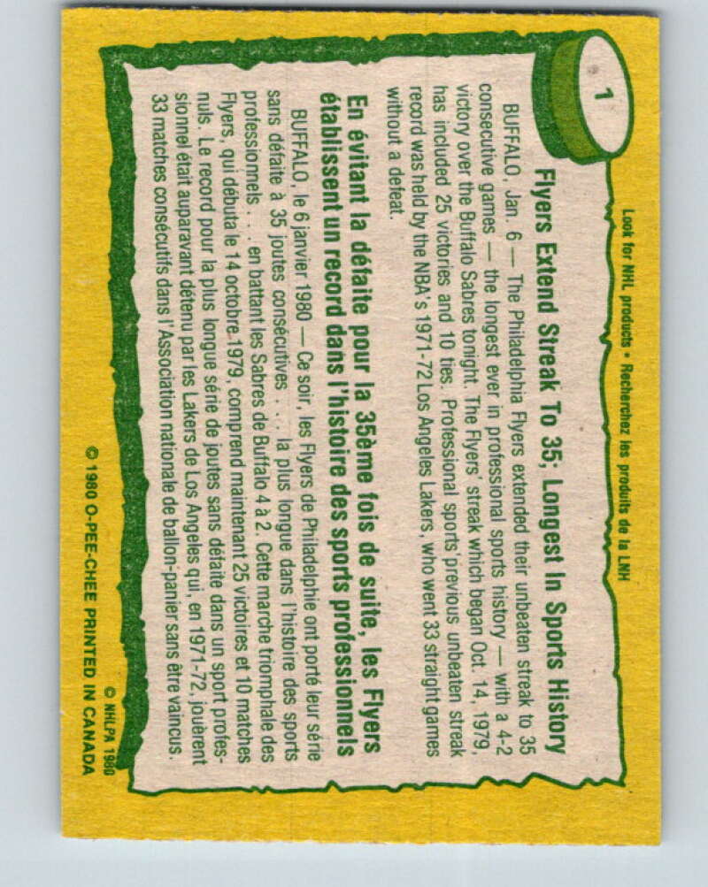 1980-81 O-Pee-Chee #1 Philadelphia Flyers RB Philadelphia Flyers V37001