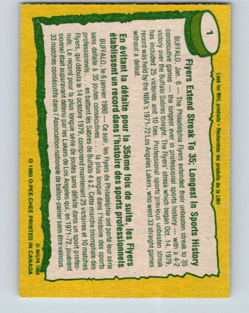 1980-81 O-Pee-Chee #1 Philadelphia Flyers RB Philadelphia Flyers V37005