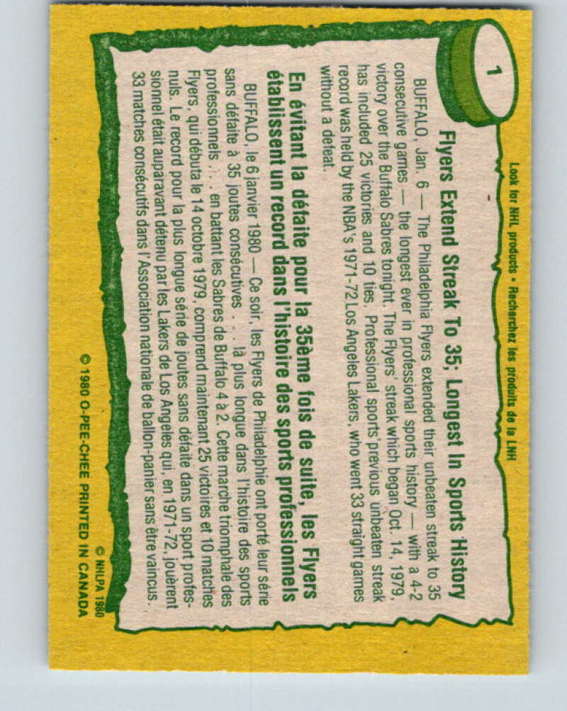 1980-81 O-Pee-Chee #1 Philadelphia Flyers RB Philadelphia Flyers V37013