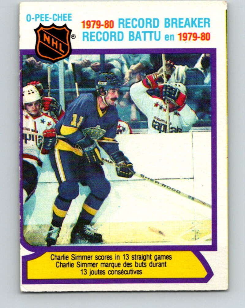 1980-81 O-Pee-Chee #4 Charlie Simmer RB Los Angeles Kings V37020