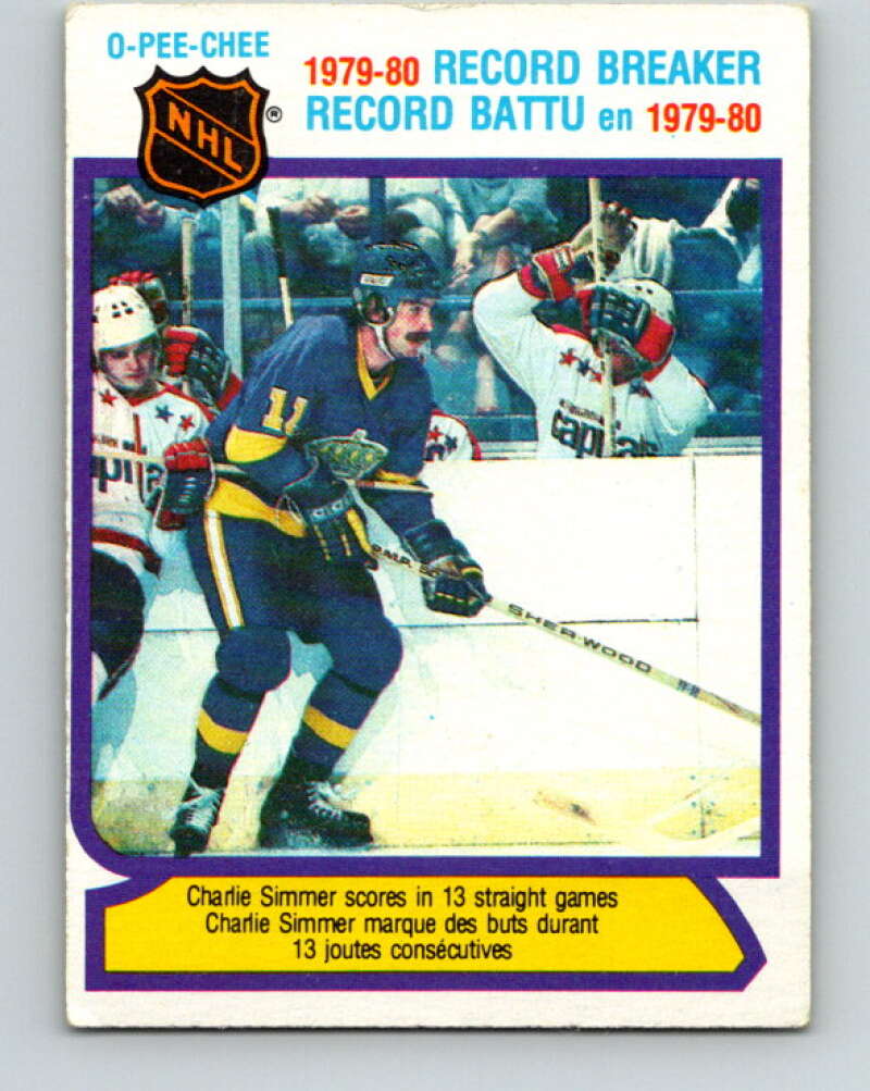 1980-81 O-Pee-Chee #4 Charlie Simmer RB Los Angeles Kings V37021