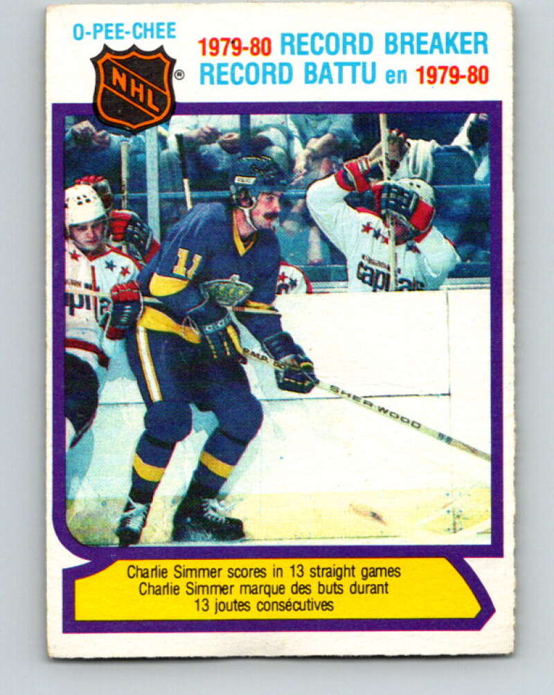 1980-81 O-Pee-Chee #4 Charlie Simmer RB Los Angeles Kings V37026