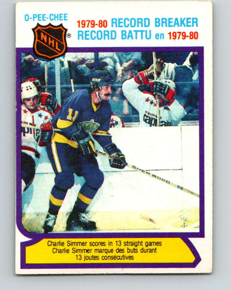 1980-81 O-Pee-Chee #4 Charlie Simmer RB Los Angeles Kings V37028