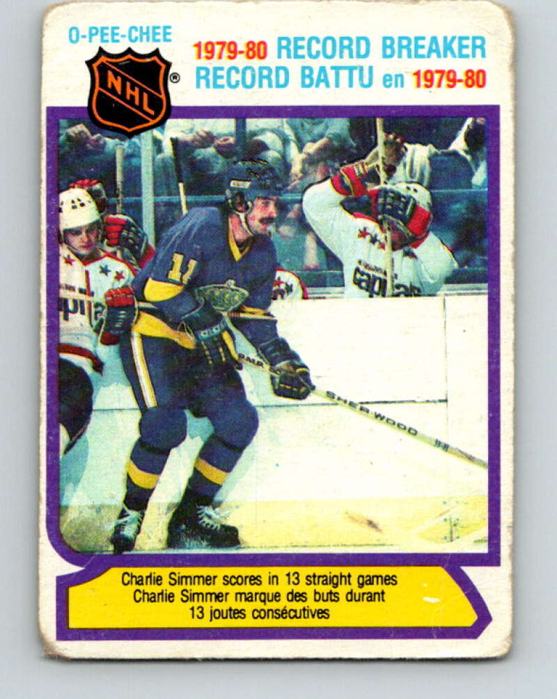 1980-81 O-Pee-Chee #4 Charlie Simmer RB Los Angeles Kings V37031