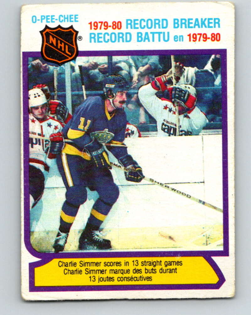 1980-81 O-Pee-Chee #4 Charlie Simmer RB Los Angeles Kings V37032