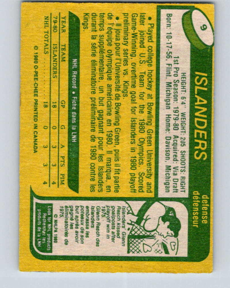 1980-81 O-Pee-Chee #9 Ken Morrow OLY RC Rookie New York Islanders V37086