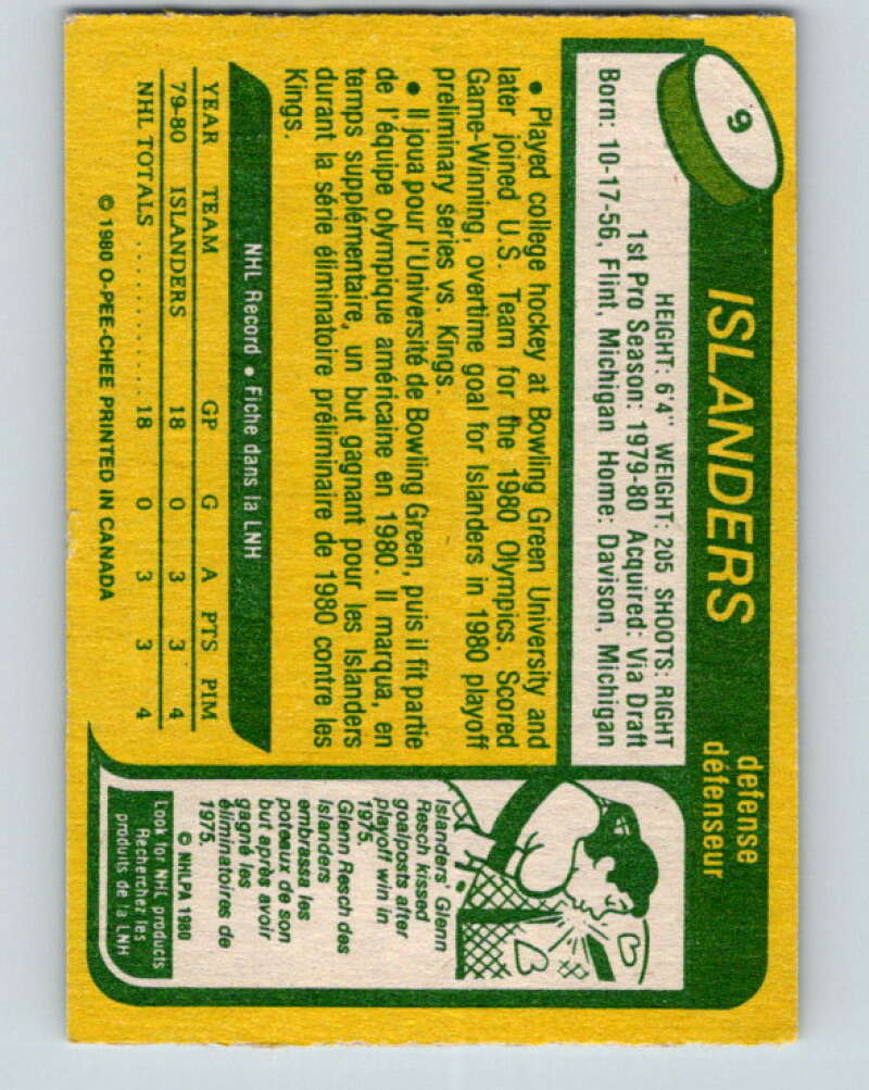 1980-81 O-Pee-Chee #9 Ken Morrow OLY RC Rookie New York Islanders V37088