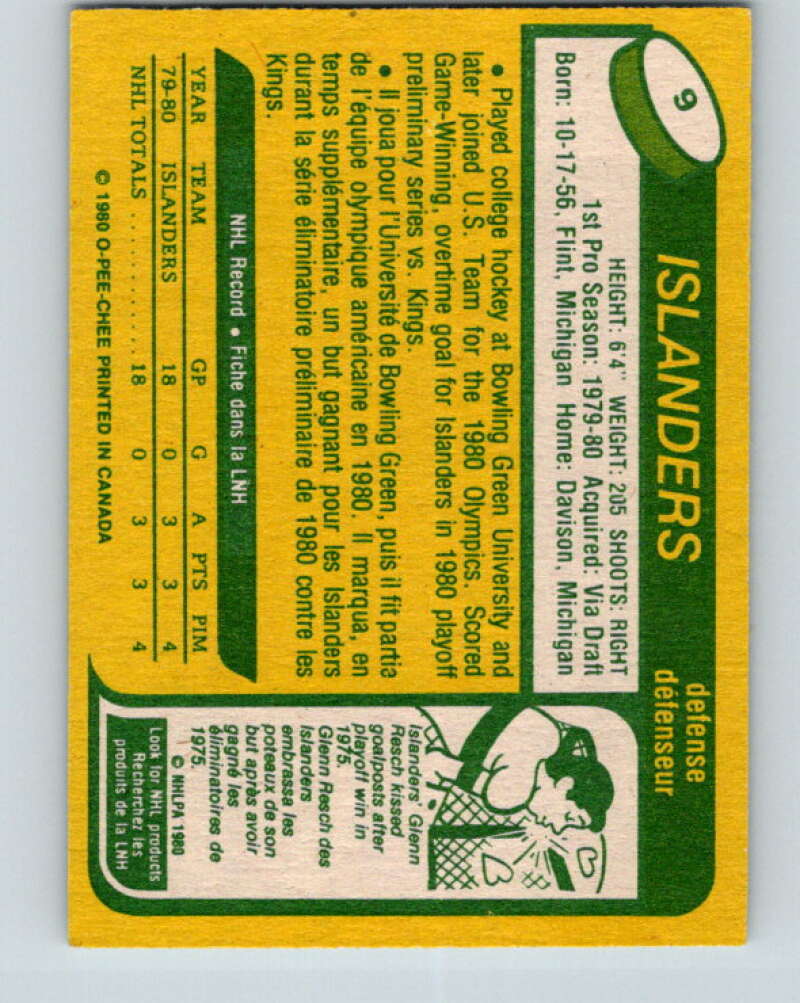 1980-81 O-Pee-Chee #9 Ken Morrow OLY RC Rookie New York Islanders V37089