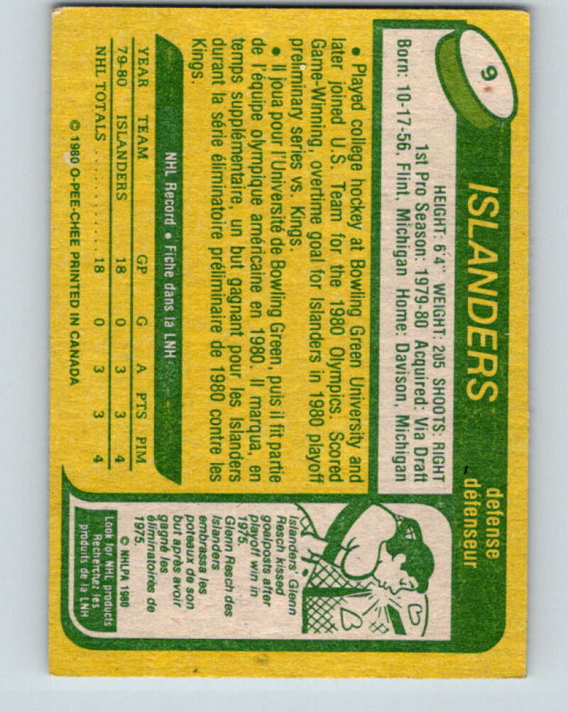 1980-81 O-Pee-Chee #9 Ken Morrow OLY RC Rookie New York Islanders V37091