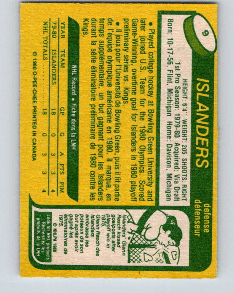 1980-81 O-Pee-Chee #9 Ken Morrow OLY RC Rookie New York Islanders V37092
