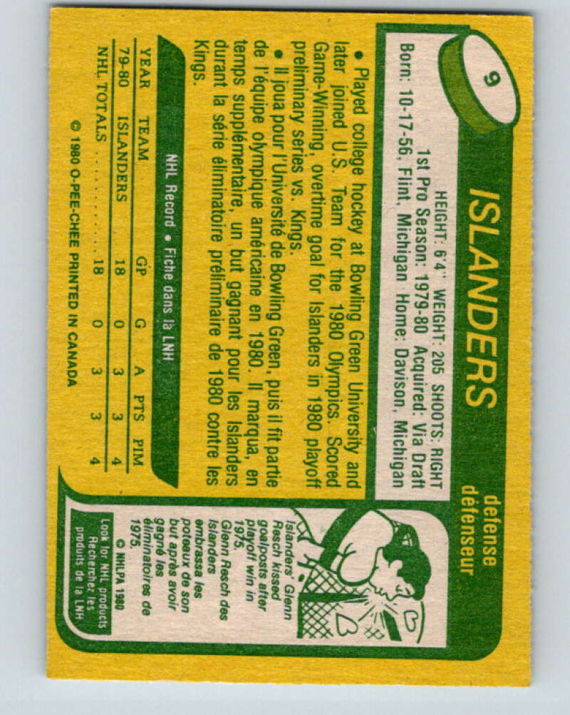 1980-81 O-Pee-Chee #9 Ken Morrow OLY RC Rookie New York Islanders V37093