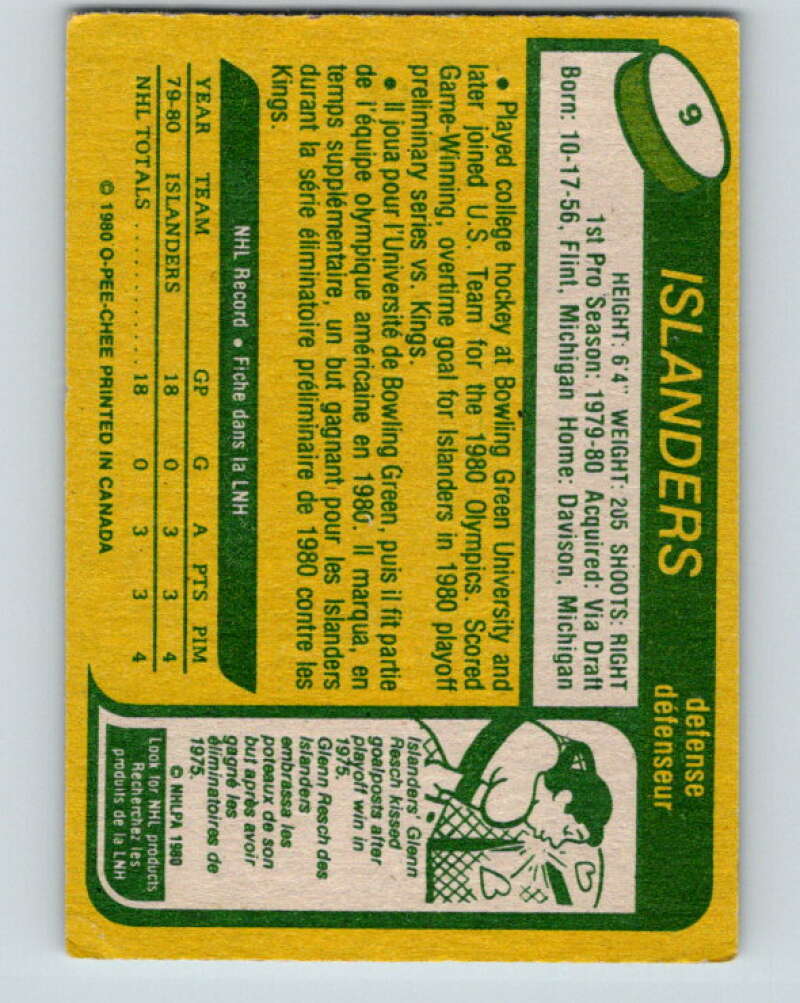 1980-81 O-Pee-Chee #9 Ken Morrow OLY RC Rookie New York Islanders V37094