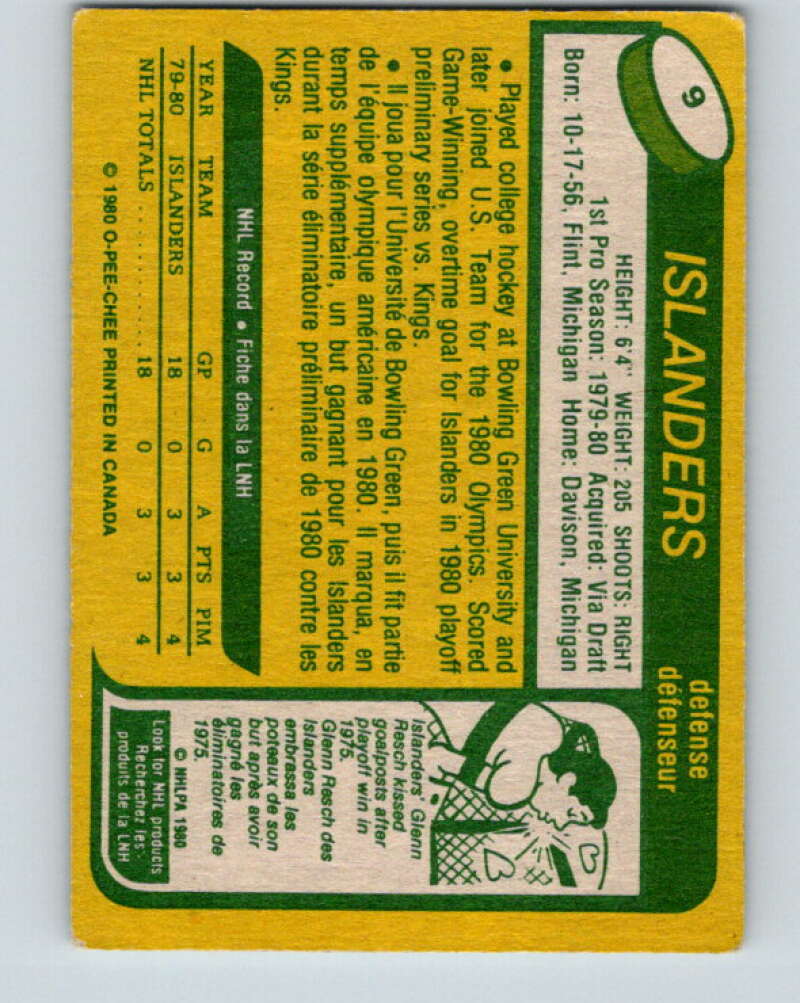 1980-81 O-Pee-Chee #9 Ken Morrow OLY RC Rookie New York Islanders V37096