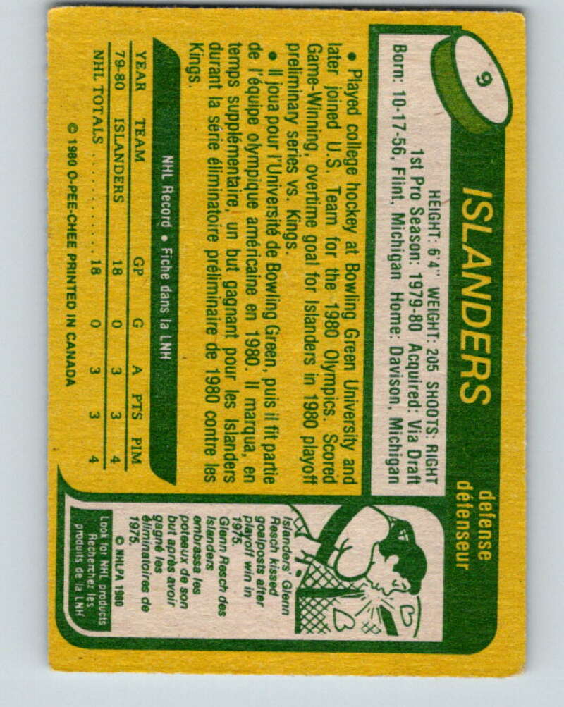 1980-81 O-Pee-Chee #9 Ken Morrow OLY RC Rookie New York Islanders V37097