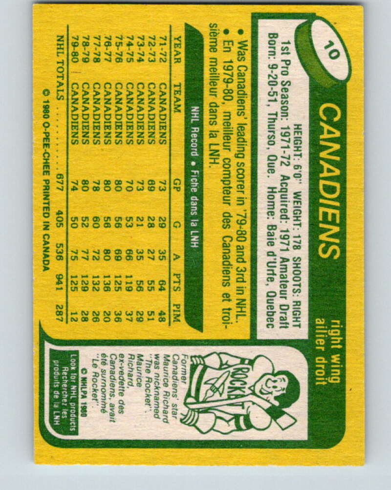 1980-81 O-Pee-Chee #10 Guy Lafleur Montreal Canadiens V37099