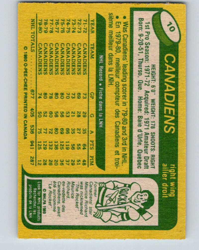 1980-81 O-Pee-Chee #10 Guy Lafleur Montreal Canadiens V37100