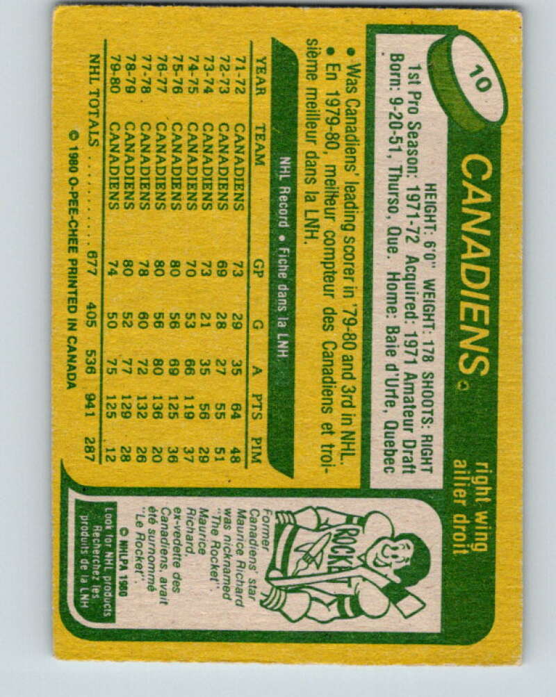 1980-81 O-Pee-Chee #10 Guy Lafleur Montreal Canadiens V37103
