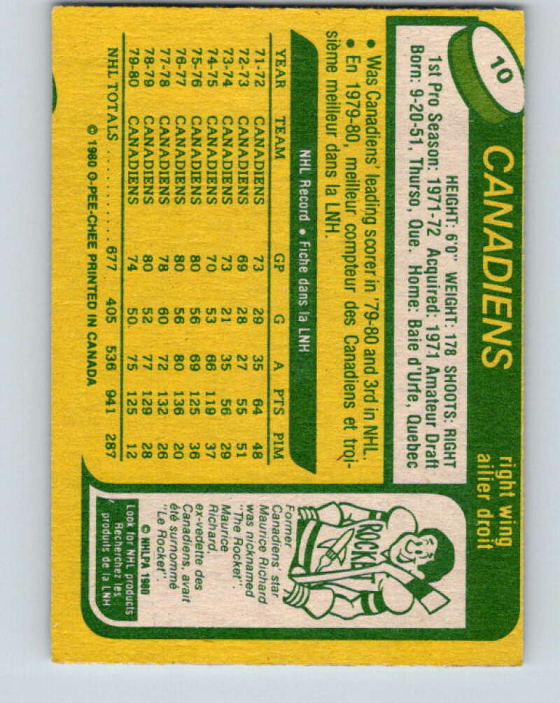 1980-81 O-Pee-Chee #10 Guy Lafleur Montreal Canadiens V37107