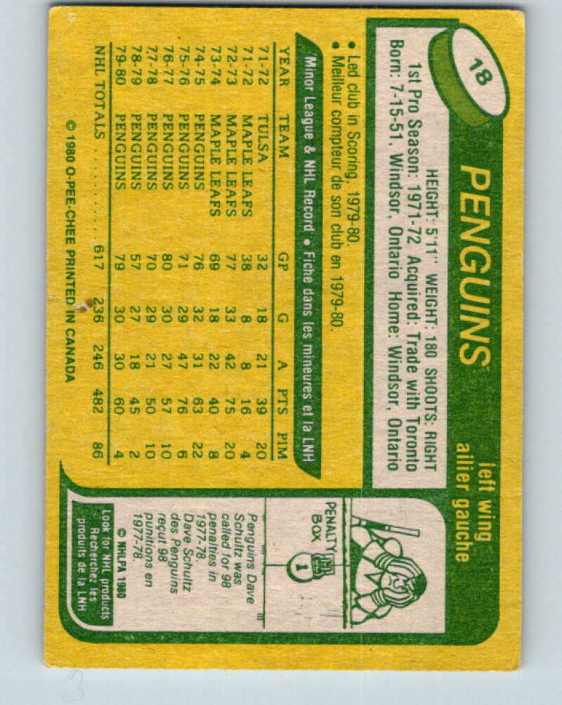 1980-81 O-Pee-Chee #18 Rick Kehoe Pittsburgh Penguins V37181