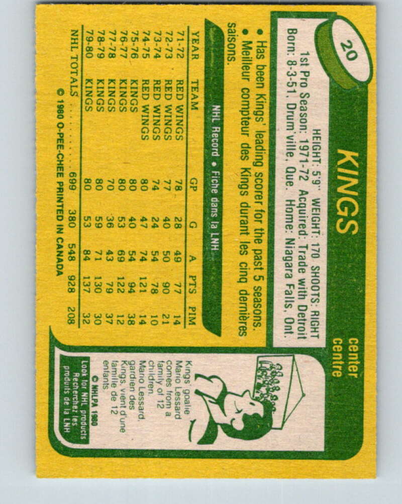1980-81 O-Pee-Chee #20 Marcel Dionne Los Angeles Kings V37208