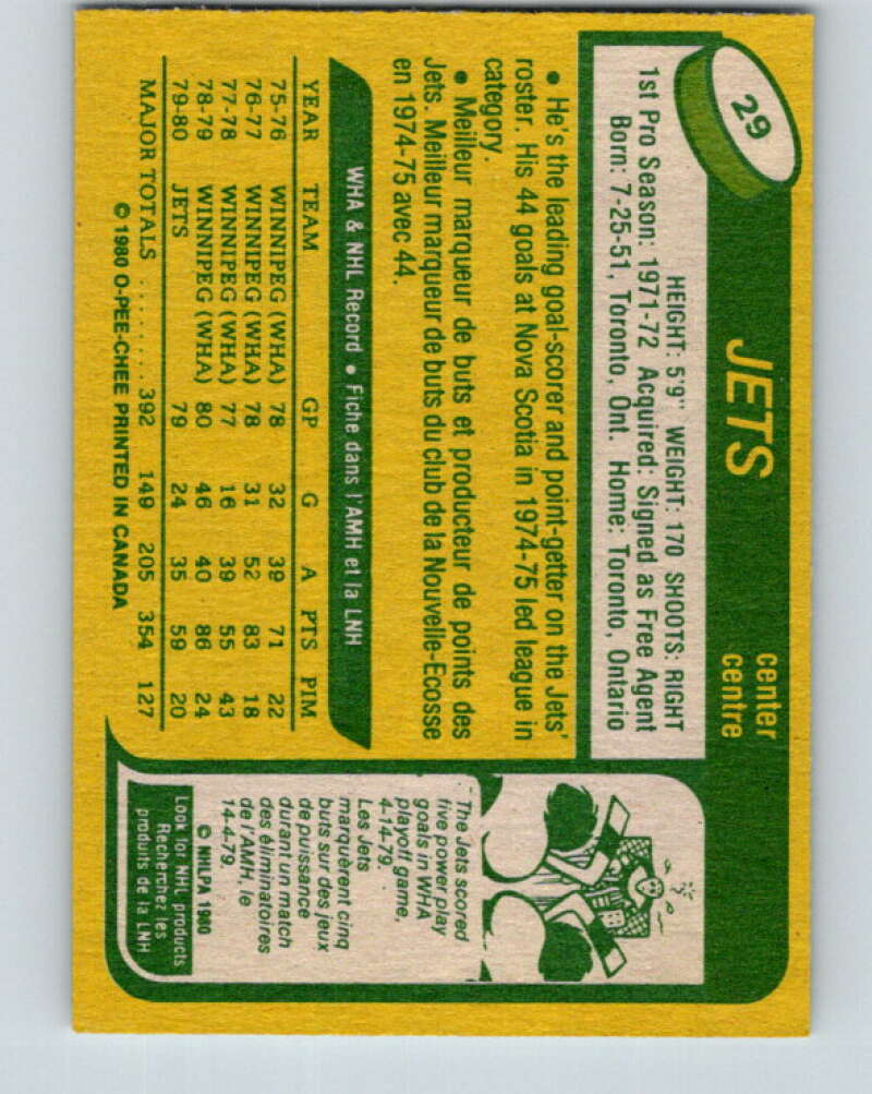 1980-81 O-Pee-Chee #29 Peter Sullivan Winnipeg Jets V37291
