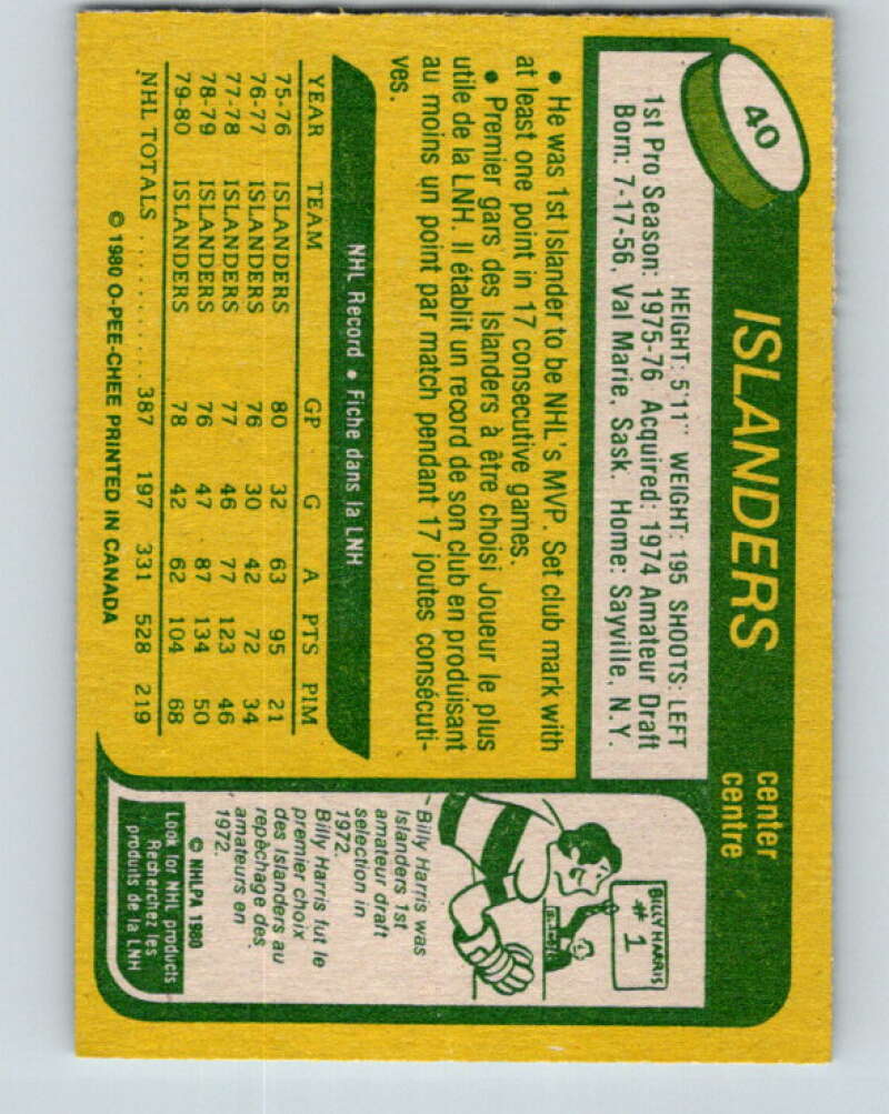 1980-81 O-Pee-Chee #40 Bryan Trottier New York Islanders V37371
