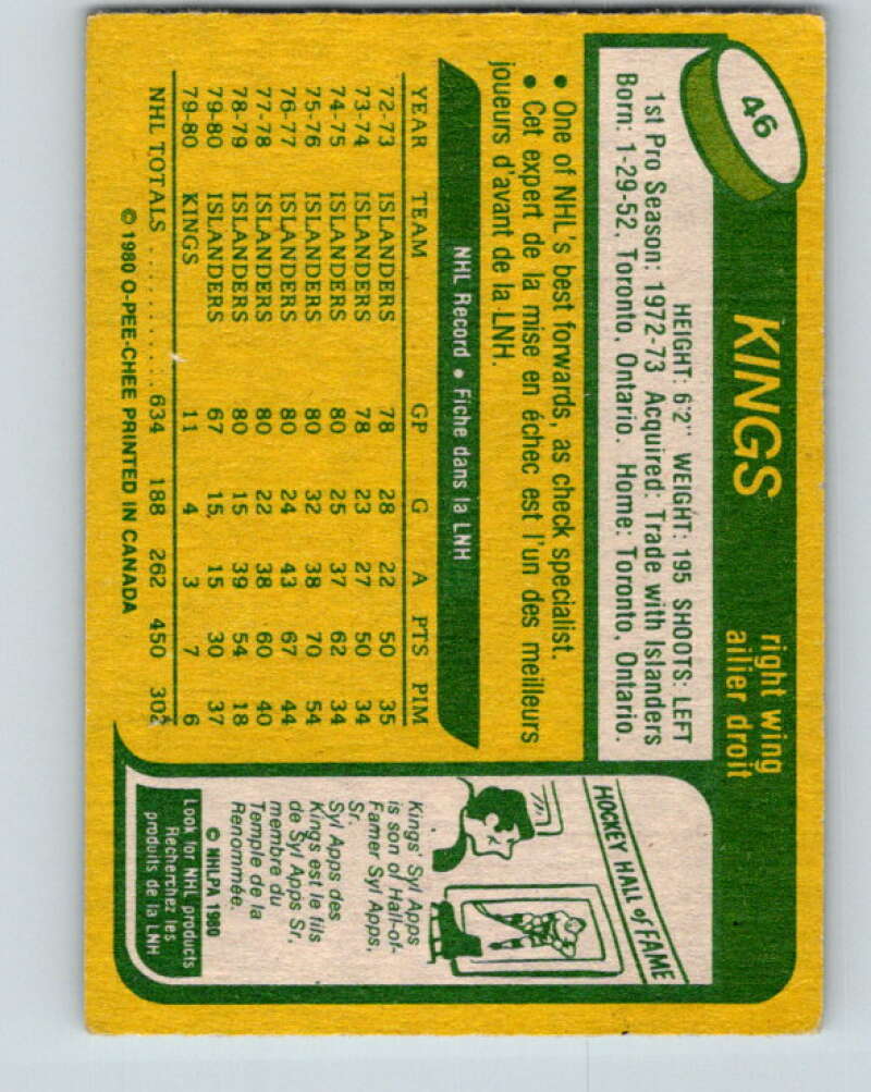 1980-81 O-Pee-Chee #46 Billy Harris Los Angeles Kings V37431