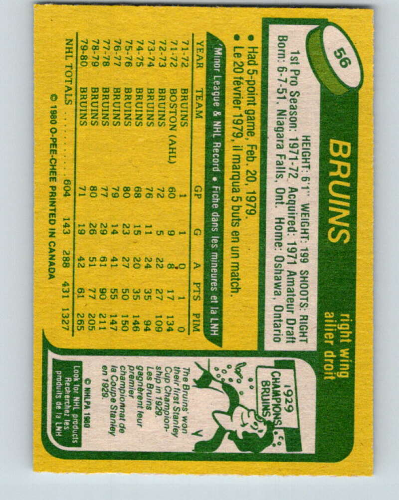 1980-81 O-Pee-Chee #56 Terry O'Reilly Boston Bruins V37559