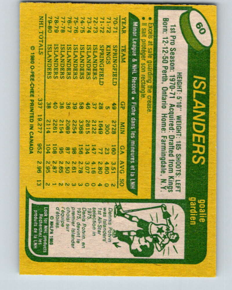 1980-81 O-Pee-Chee #60 Billy Smith New York Islanders V37593