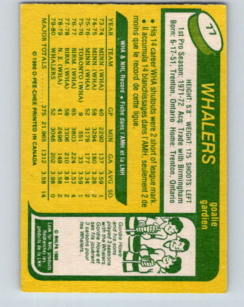 1980-81 O-Pee-Chee #77 John Garrett Hartford Whalers V37758