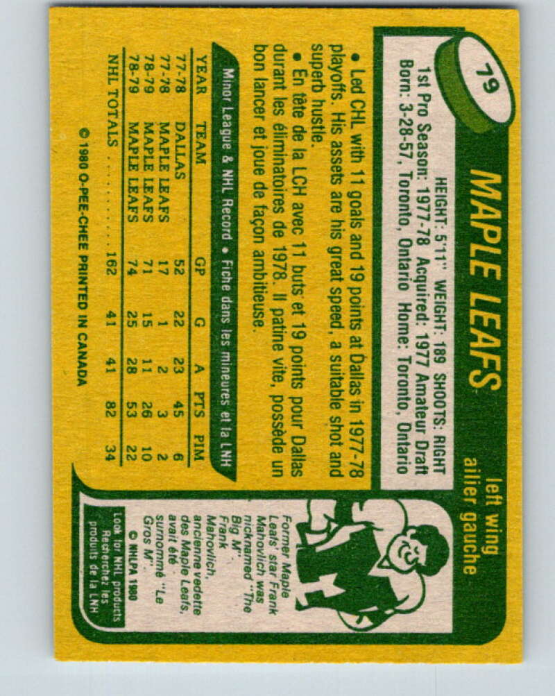 1980-81 O-Pee-Chee #79 John Anderson RC Rookie Toronto Maple Leafs V37776