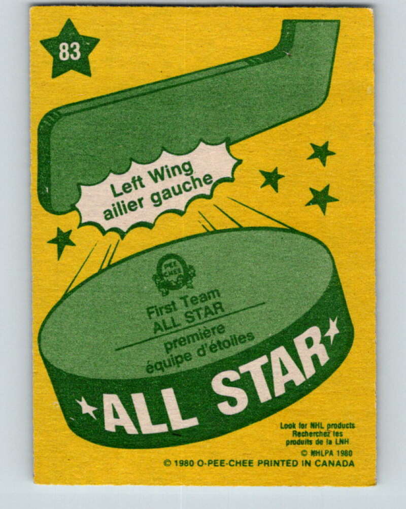 1980-81 O-Pee-Chee #83 Charlie Simmer AS Los Angeles Kings V37822