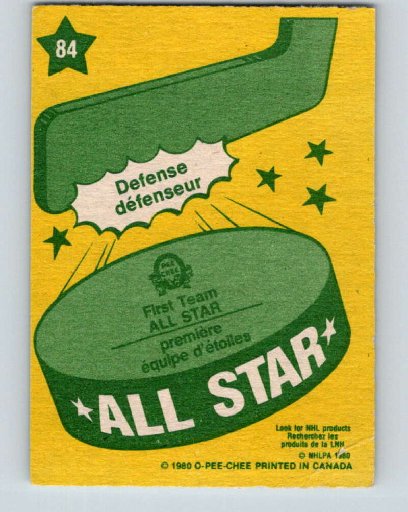 1980-81 O-Pee-Chee #84 Larry Robinson AS Montreal Canadiens V37834